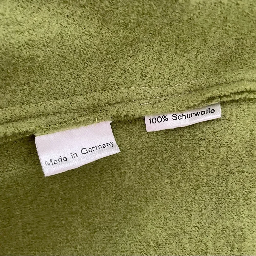 Kostron Atelier German 100% Virgin Wool Green Lagenlook Single Button Coat EUC M - Picture 8 of 11